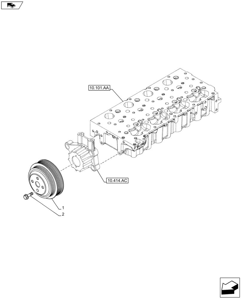 Схема запчастей Case F5HFL413G A001 - (10.414.AD) - FAN, PULLEY (10) - ENGINE