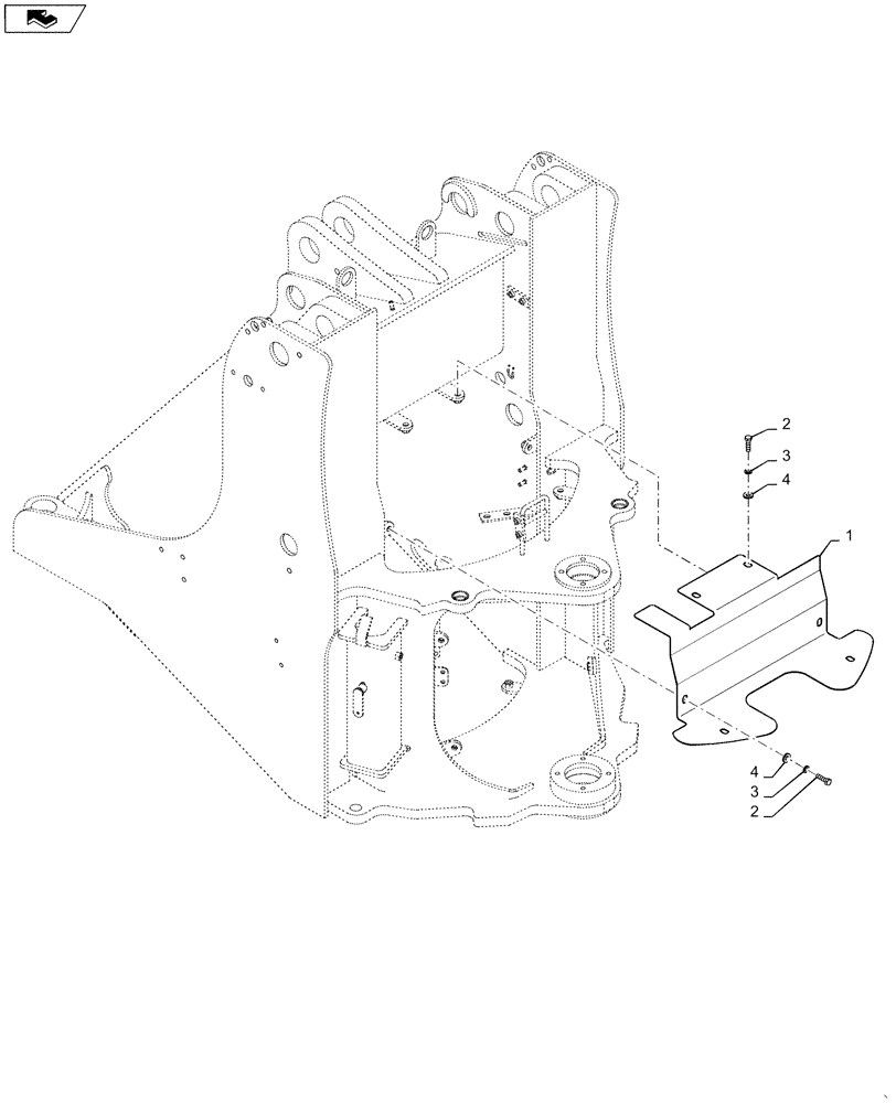 Схема запчастей Case 721F - (90.105.BV[02]) - UPPER ARTICULATION COVER (90) - PLATFORM, CAB, BODYWORK AND DECALS