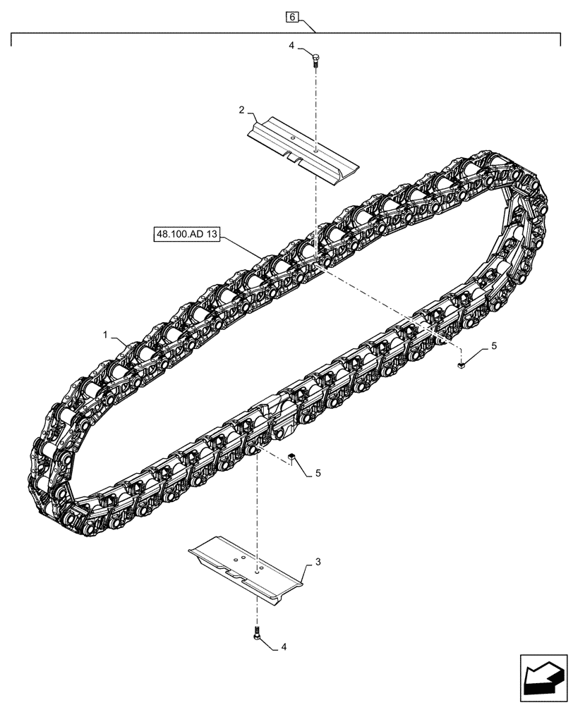 Схема запчастей Case 2050M XLT - (48.100.AD[09]) - TRACK ASSY, 45 LINK CLT 24" CLOSED (48) - TRACKS & TRACK SUSPENSION
