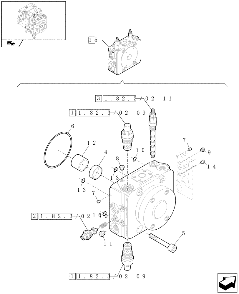 Схема запчастей Case 321E - (1.82.3/02[05]) - AXIAL PUMP DISTRIBUTOR PLATE (07) - HYDRAULIC SYSTEMS