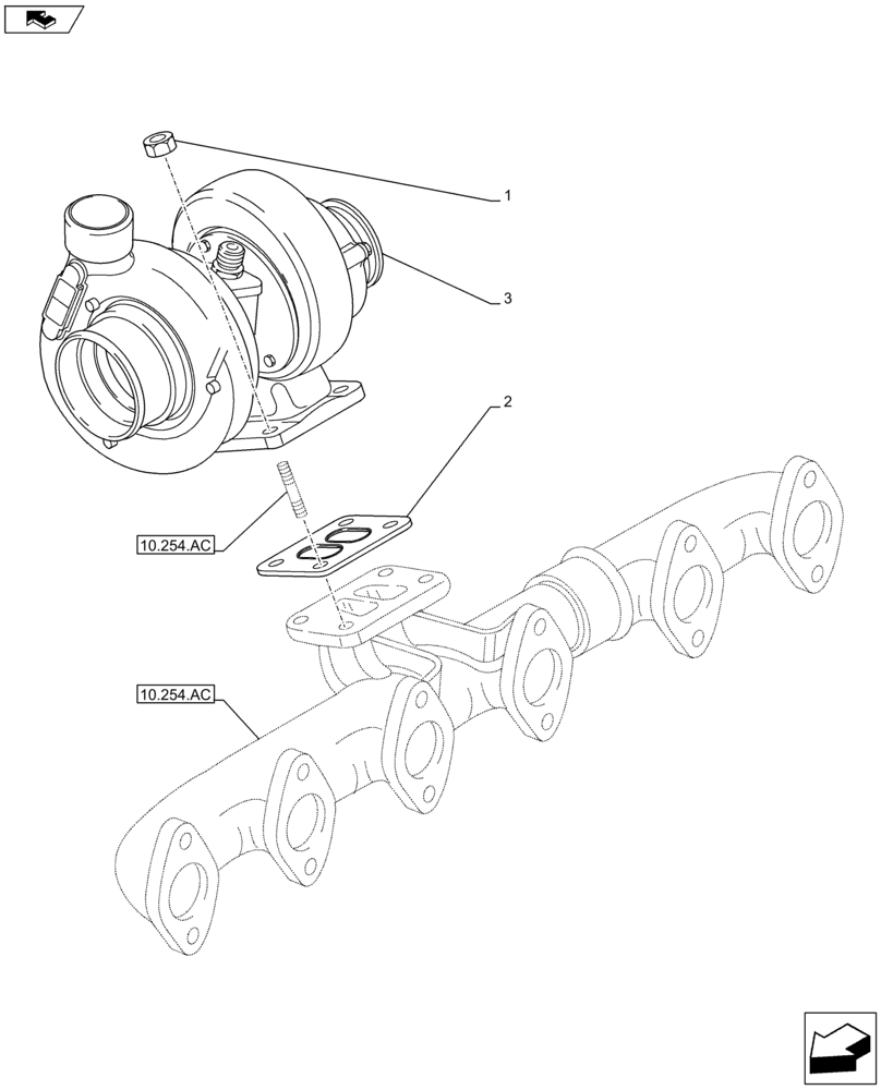 Схема запчастей Case F4HFA613F E005 - (10.250.AC) - TURBOCHARGER (10) - ENGINE