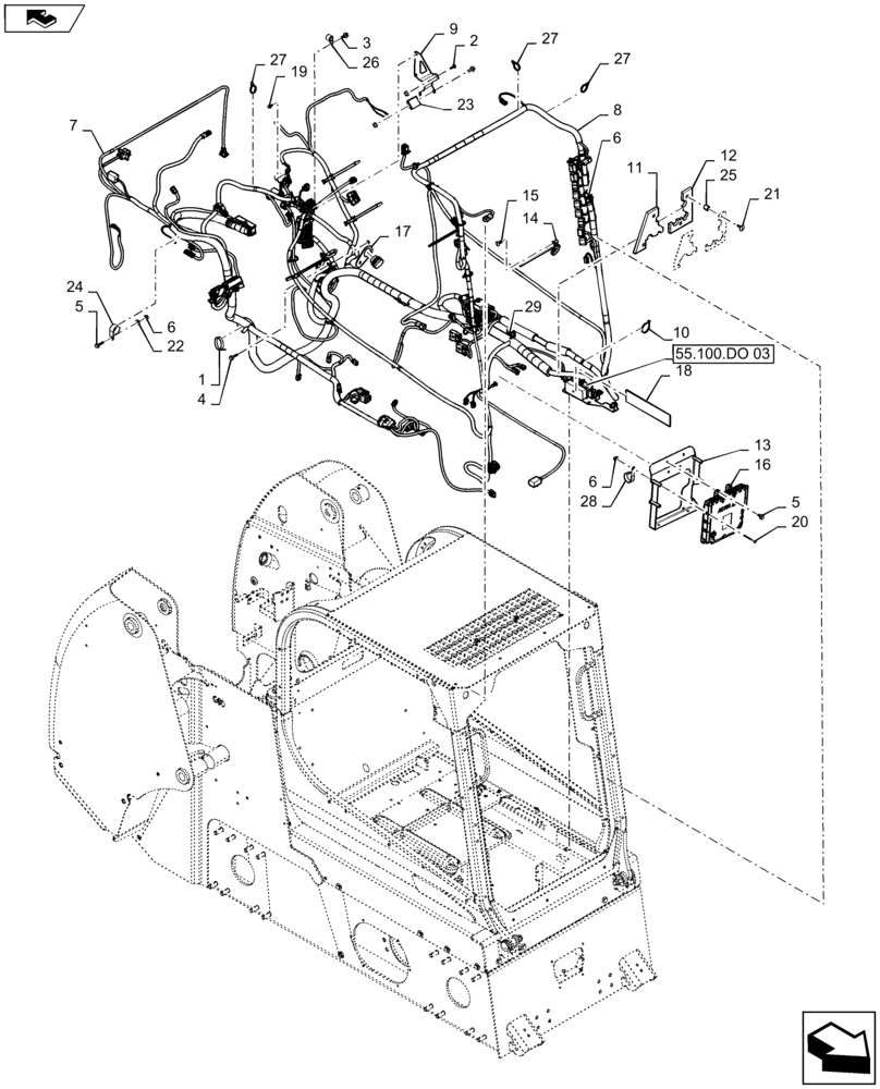 Схема запчастей Case SV185 - (55.101.AC[05]) - MAIN ELECTRICAL, E-H CONTROLS, ENCLOSED CAB, MEDIUM FRAME, NRC (55) - ELECTRICAL SYSTEMS