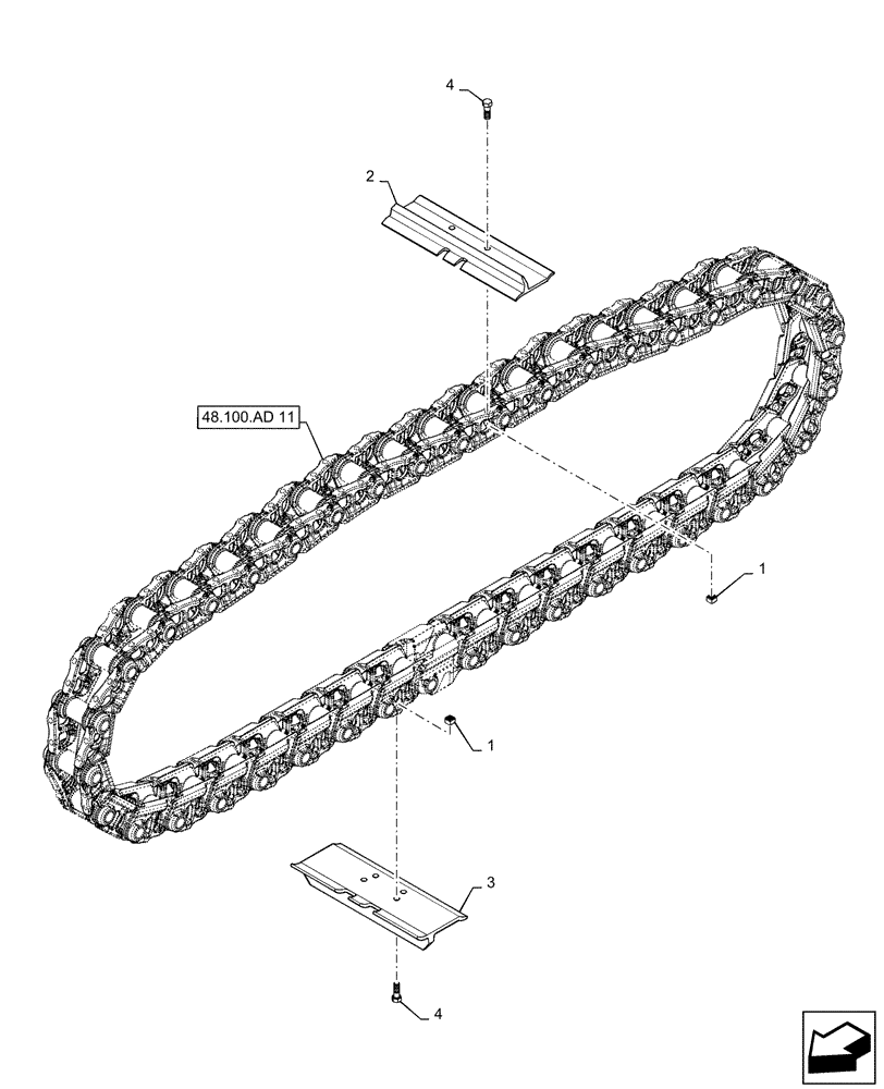 Схема запчастей Case 2050M LT - (48.100.AD[01]) - TRACK ASSY, 40 LINK CLT 24" CLOSED (48) - TRACKS & TRACK SUSPENSION