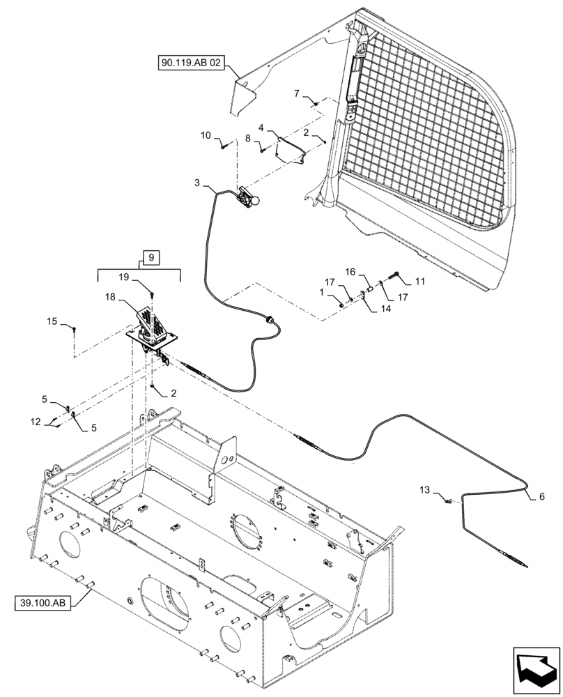 Схема запчастей Case SR175 - (10.220.aa[03]) - E-H, THROTTLE CONTROL, HAND & FOOT (10) - ENGINE