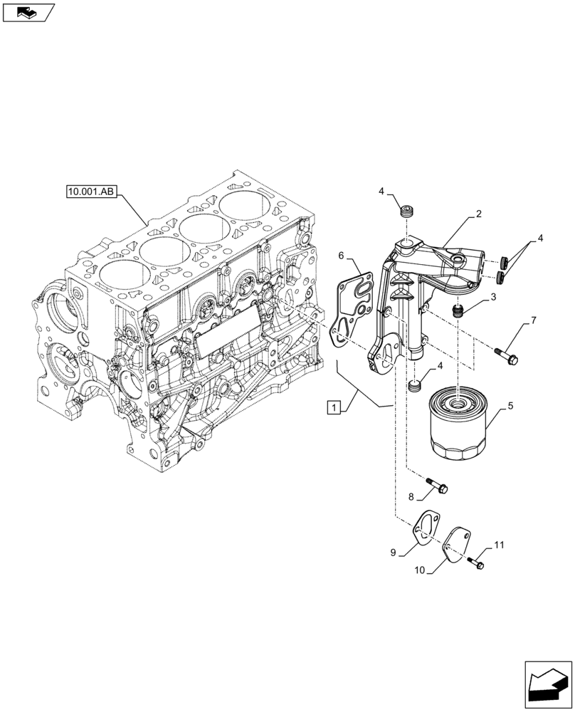 Схема запчастей Case F5HFL413G A001 - (10.304.AE) - OIL FILTER (10) - ENGINE