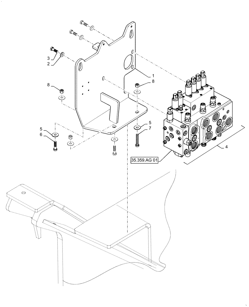 Схема запчастей Case 1650M XLT - (35.102.AE [06]) - CONTROL VALVE ASSY, 3 SP W/O PLUGS (35) - HYDRAULIC SYSTEMS