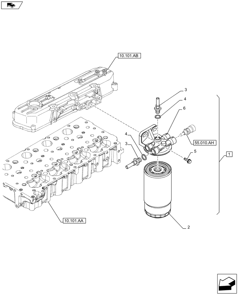 Схема запчастей Case F5HFL413G A001 - (10.206.AG) - FUEL FILTER (10) - ENGINE