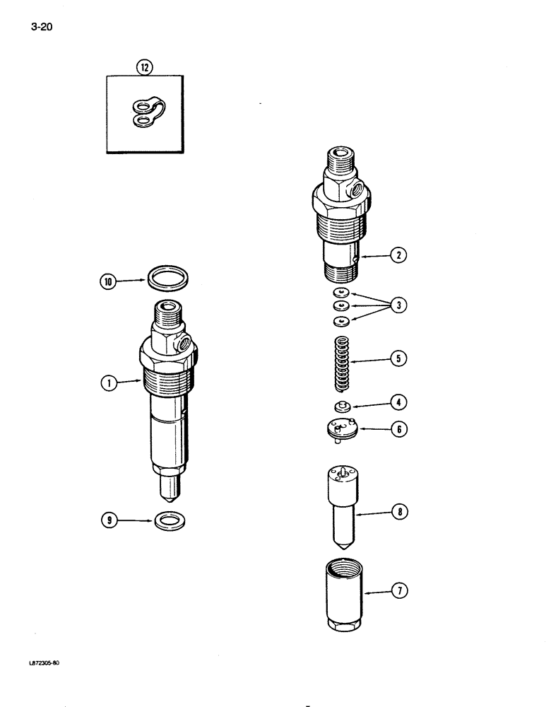 Схема запчастей Case 855D - (3-20) - FUEL INJECTION NOZZLE - 9 MM TIP, 6T-590 ENGINE, PRIOR TO ENGINE SERIAL NO. 44566928 (03) - FUEL SYSTEM