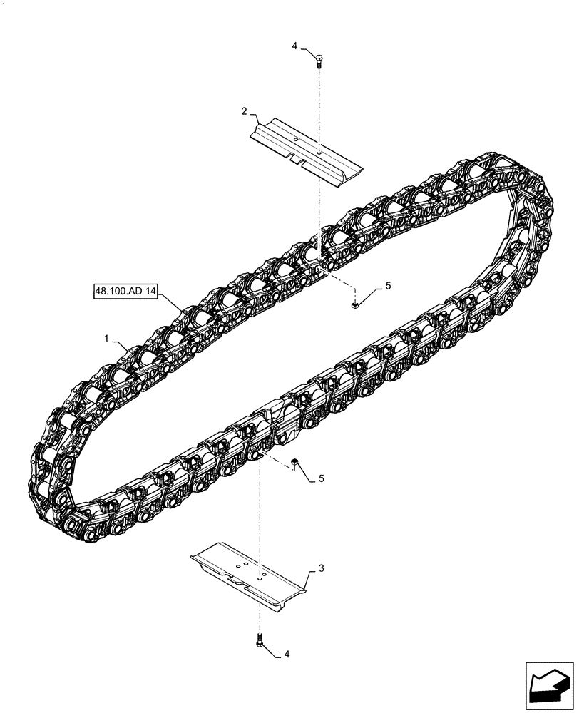 Схема запчастей Case 2050M XLT - (48.100.AD[10]) - TRACK ASSY, 45 LINK CELT 24" OPEN (48) - TRACKS & TRACK SUSPENSION