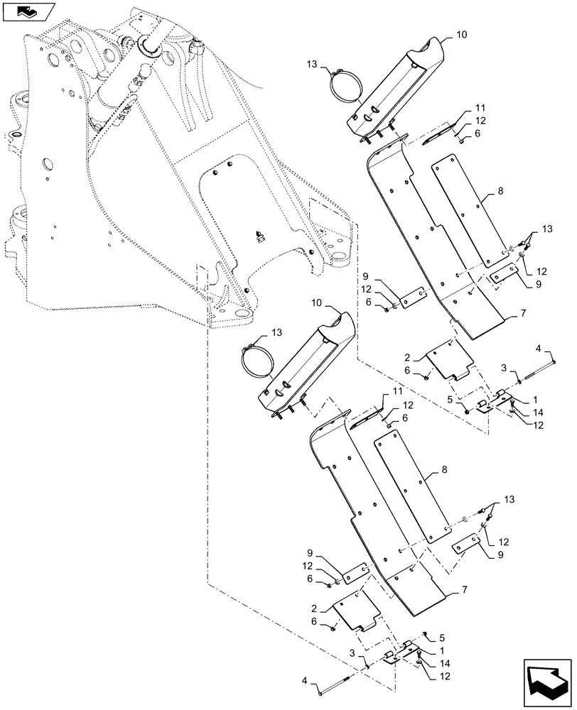 Схема запчастей Case 721F - (90.119.AB[03]) - CYLINDER GUARD COVER (90) - PLATFORM, CAB, BODYWORK AND DECALS