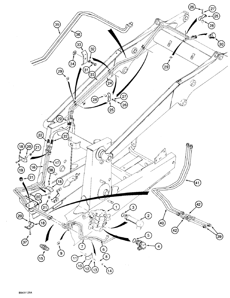 Схема запчастей Case 590 - (8-018) - LOADER CLAM CYLINDER HYDRAULIC CIRCUIT (08) - HYDRAULICS