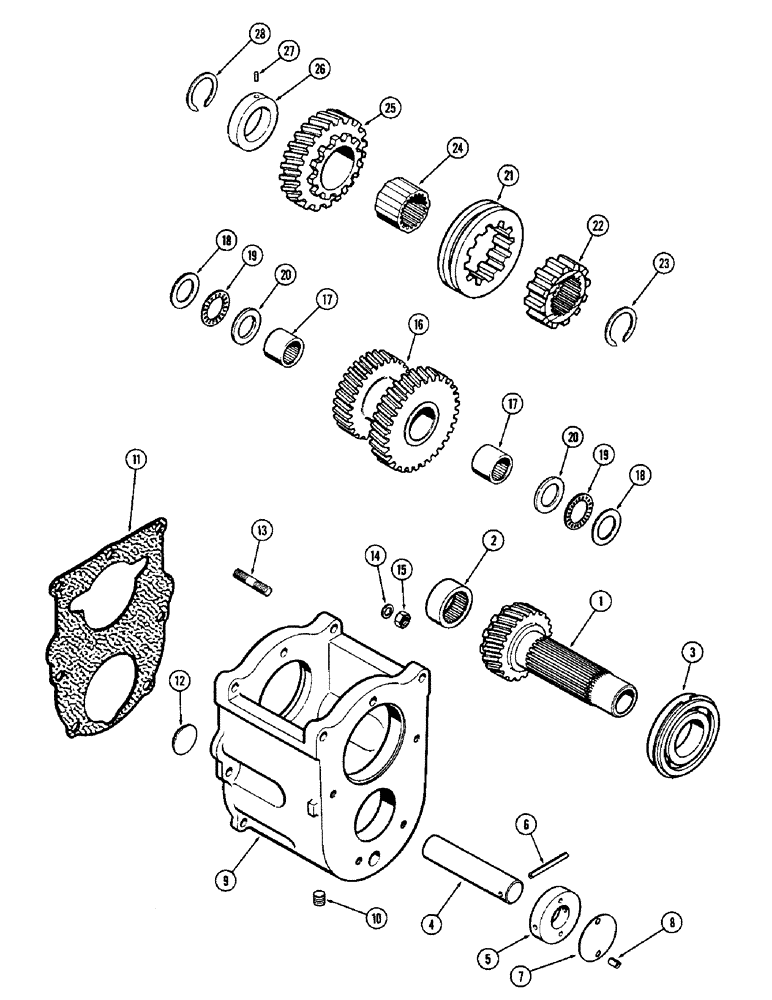 Схема запчастей Case 580B - (182) - DUAL RANGE GEAR BOX, MECHANICAL SHUTTLE (06) - POWER TRAIN