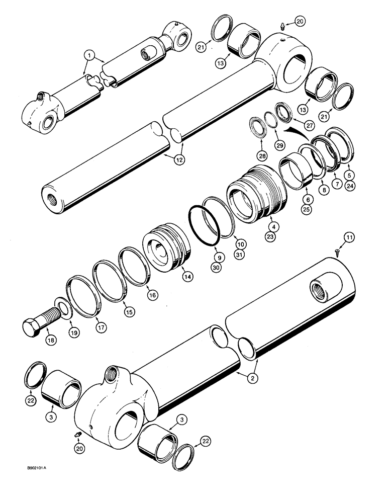 Схема запчастей Case 590 - (8-122) - 1986902C1 BACKHOE BUCKET CYLINDER (08) - HYDRAULICS