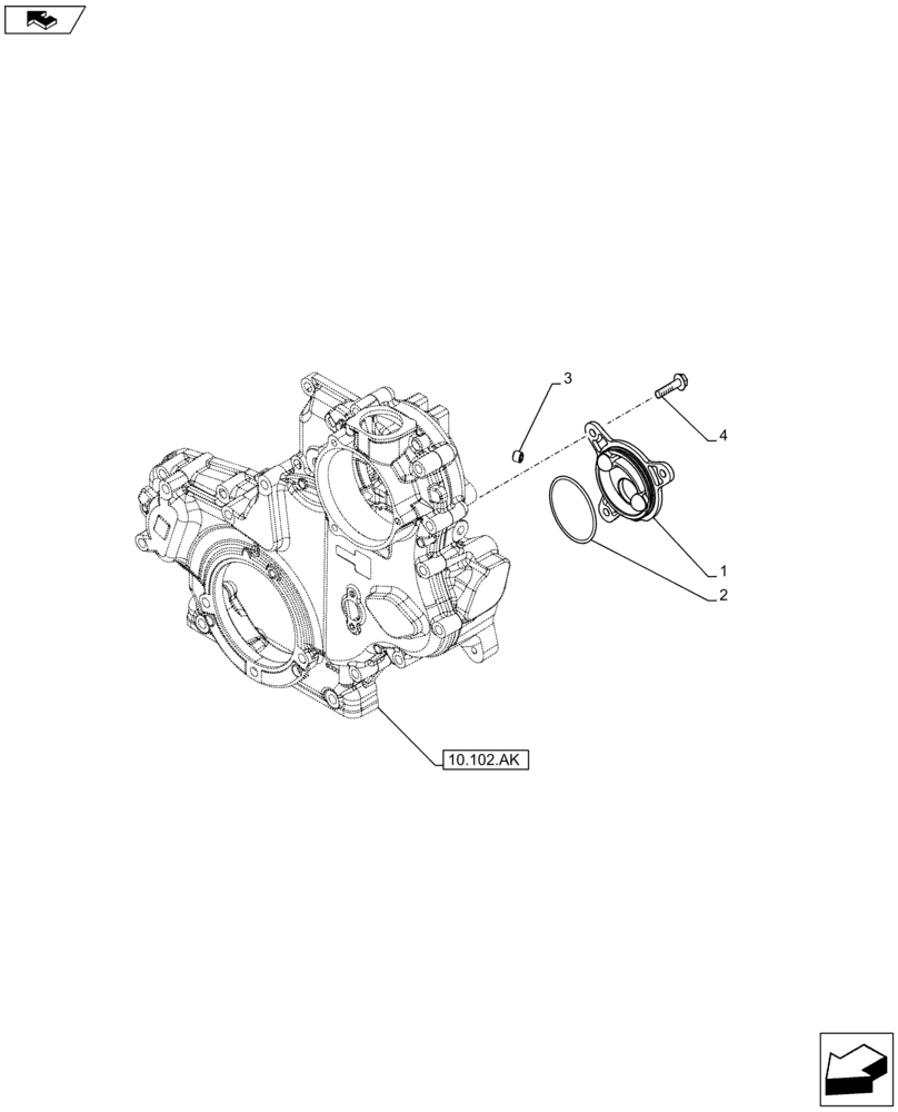 Схема запчастей Case F5HFL413G A001 - (10.102.AQ) - INJECTION PUMP DRIVE, COVER (10) - ENGINE