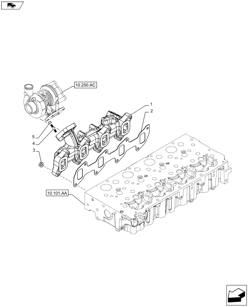 Схема запчастей Case F5HFL413G A001 - (10.254.AC) - EXHAUST MANIFOLD (10) - ENGINE