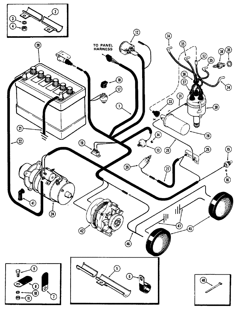 Схема запчастей Case 580B - (118) - ELECTRICAL EQUIPMENT AND WIRING, (159 & 188) SPARK IGNITION ENG. (04) - ELECTRICAL SYSTEMS