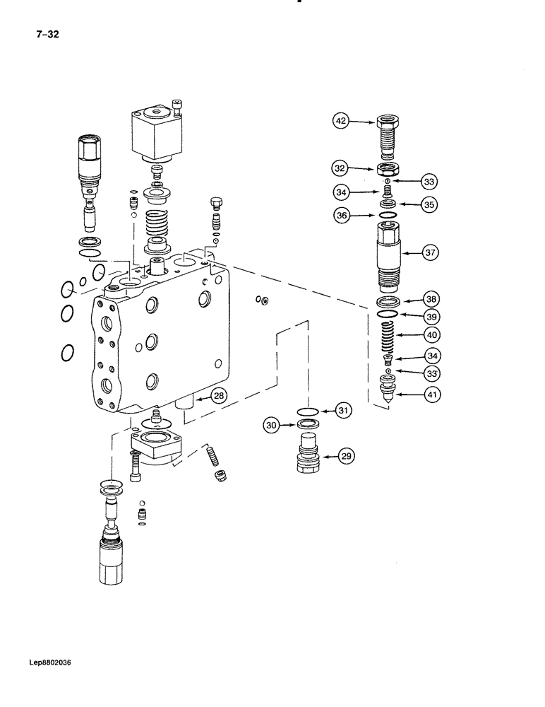 Схема запчастей Case 888 - (7-032) - DRIVE CONTROL VALVE, TRACK DRIVE SECTION, P.I.N. FROM 74213 TO 74418, 15201 TO 15262 (07) - BRAKES