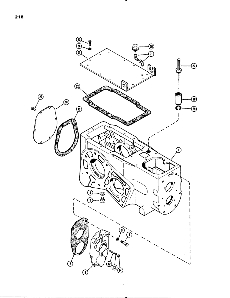 Схема запчастей Case 580C - (218) - TRANSMISSION HOUSING, TRANSAXLE (06) - POWER TRAIN