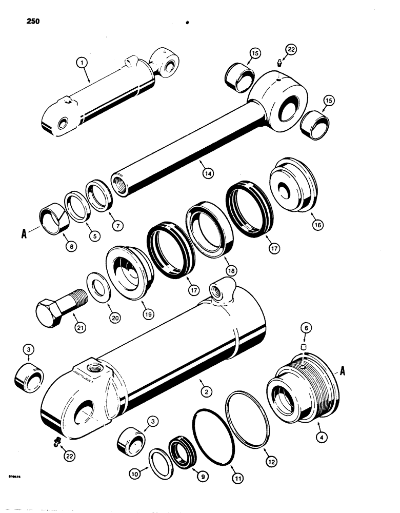 Схема запчастей Case 850B - (250) - G103467 DOZER ANGLE CYL., USED ON MODELS W/R42554 LEVELING BEAM, SEE PAGE 341 FOR IDENTIFICATION (07) - HYDRAULIC SYSTEM