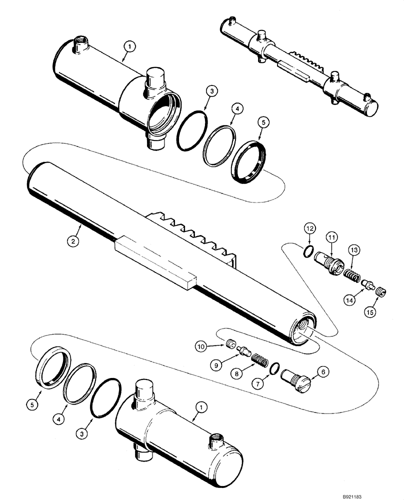 Схема запчастей Case 1845C - (08-50) - CYLINDER ASSY - SWING (NORTH AMERICA), D100, D100XR (08) - HYDRAULICS