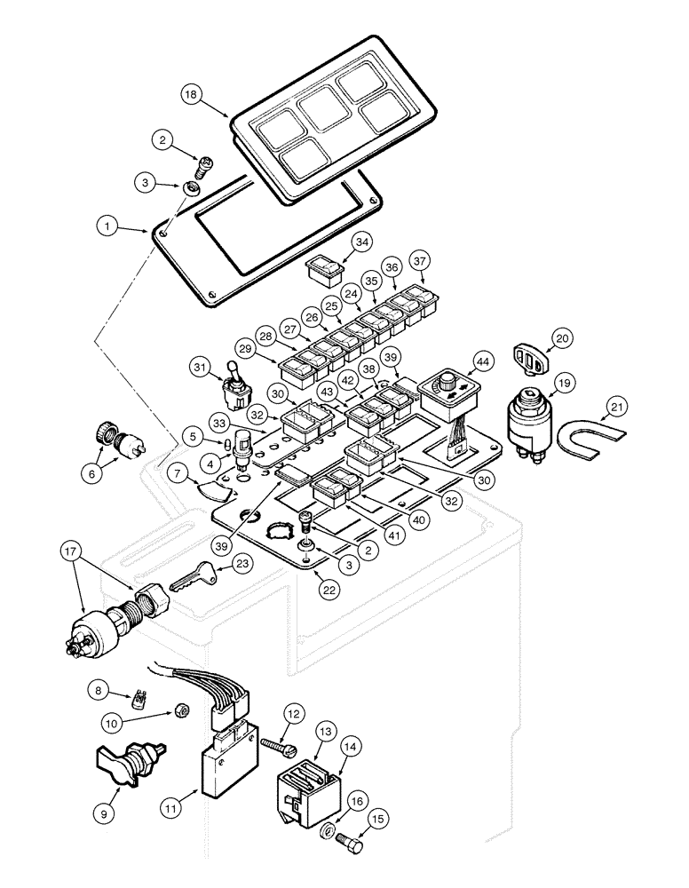 Схема запчастей Case 865 AWD - (04-14[01]) - ELECTRICAL SYSTEM - COMMAND PANEL (04) - ELECTRICAL SYSTEMS