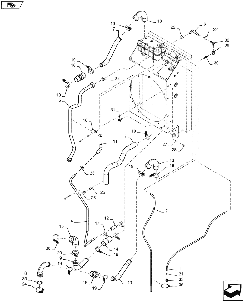 Схема запчастей Case 850M LT - (10.400.020) - RADIATOR & COOLER, HOSE ASSY. (10) - ENGINE