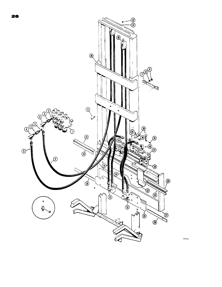 Схема запчастей Case 584 - (26) - SIDE SHIFTER AND RELATED PARTS, (USED WITH 5000 LB. LIFT CAPACITY MAST) (35) - HYDRAULIC SYSTEMS