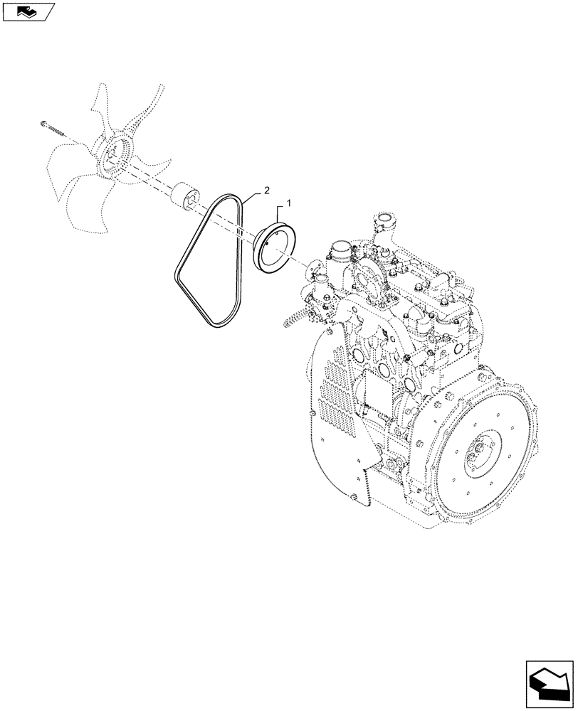 Схема запчастей Case SR175 - (10.414.BE[02]) - PULLEY & BELT, EURO (10) - ENGINE