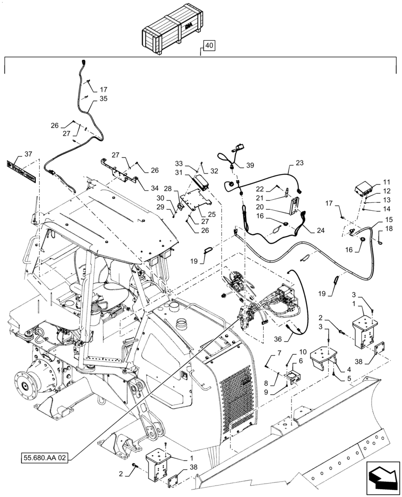 Схема запчастей Case 850M LT - (55.680.AA[01]) - TRIMBLE READY (55) - ELECTRICAL SYSTEMS