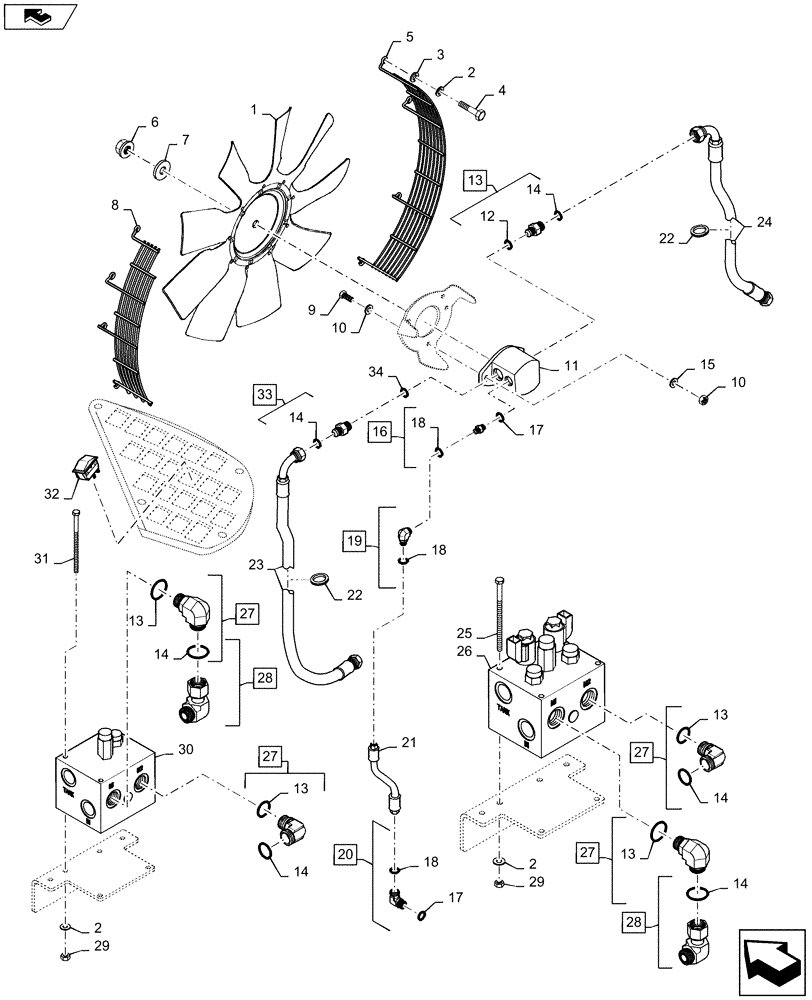 Схема запчастей Case 721F - (10.414.03) - FAN DRIVE (10) - ENGINE