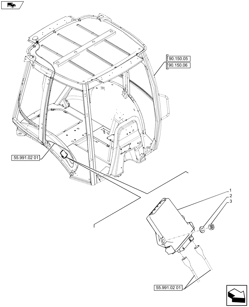 Схема запчастей Case 590SN - (55.991.01[01]) - VAR - 745121 - SITEWATCH™, ELECTRONIC CONTROL UNIT, CAB (55) - ELECTRICAL SYSTEMS