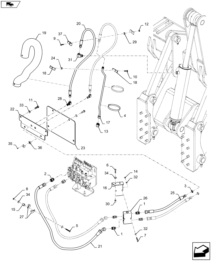 Схема запчастей Case 2050M XLT - (35.742.AA[01]) - HYDRAULIC SYSTEM, RIPPER (35) - HYDRAULIC SYSTEMS