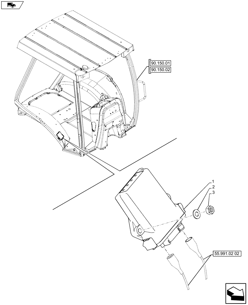 Схема запчастей Case 590SN - (55.991.01[02]) - VAR - 745121 - SITEWATCH™, ELECTRONIC CONTROL UNIT, ROPS CANOPY (55) - ELECTRICAL SYSTEMS