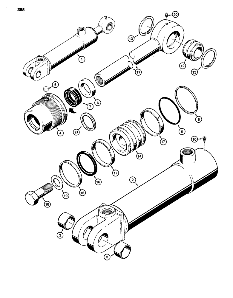 Схема запчастей Case 480D - (388) - G101188 THREE-POINT HITCH TILT CYLINDER (35) - HYDRAULIC SYSTEMS