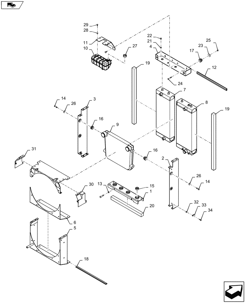 Схема запчастей Case 1150M WT/LGP - (10.400.BF[01]) - RADIATOR & COOLER, FRAME (10) - ENGINE