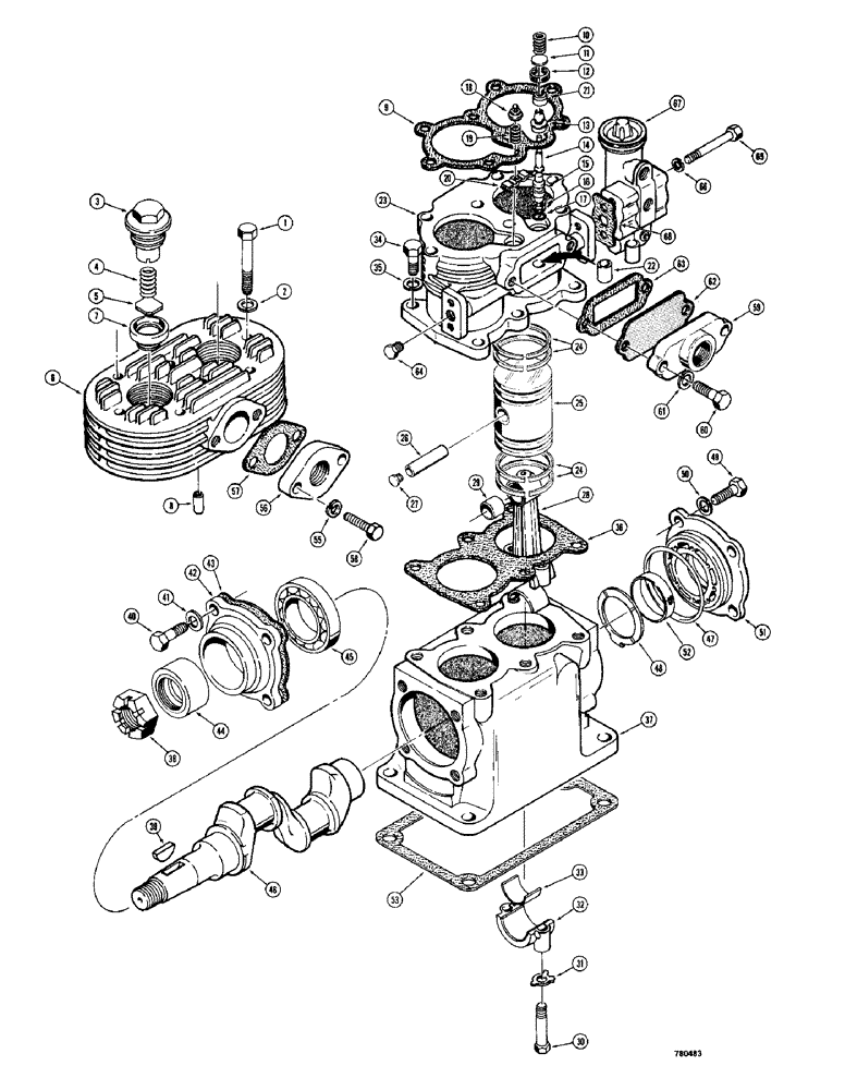 Схема запчастей Case 780 - (250) - MODEL 400 AIR COMPRESSOR (07) - BRAKES