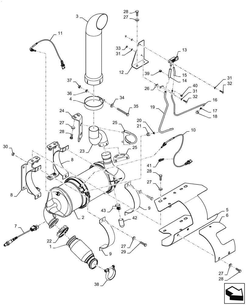 Схема запчастей Case 750M WT - (10.254.010) - MUFFLER (10) - ENGINE