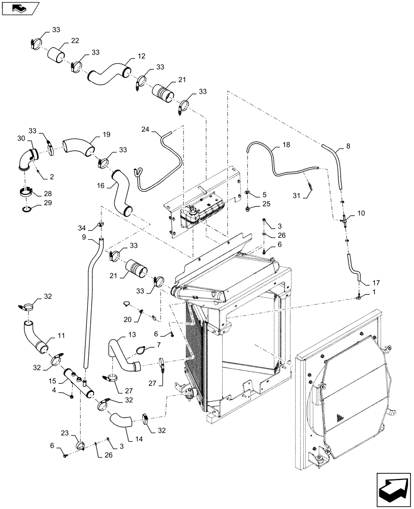 Схема запчастей Case 2050M LT - (10.400.BF[02]) - COOLER ASSY., HYD. TUBE (10) - ENGINE