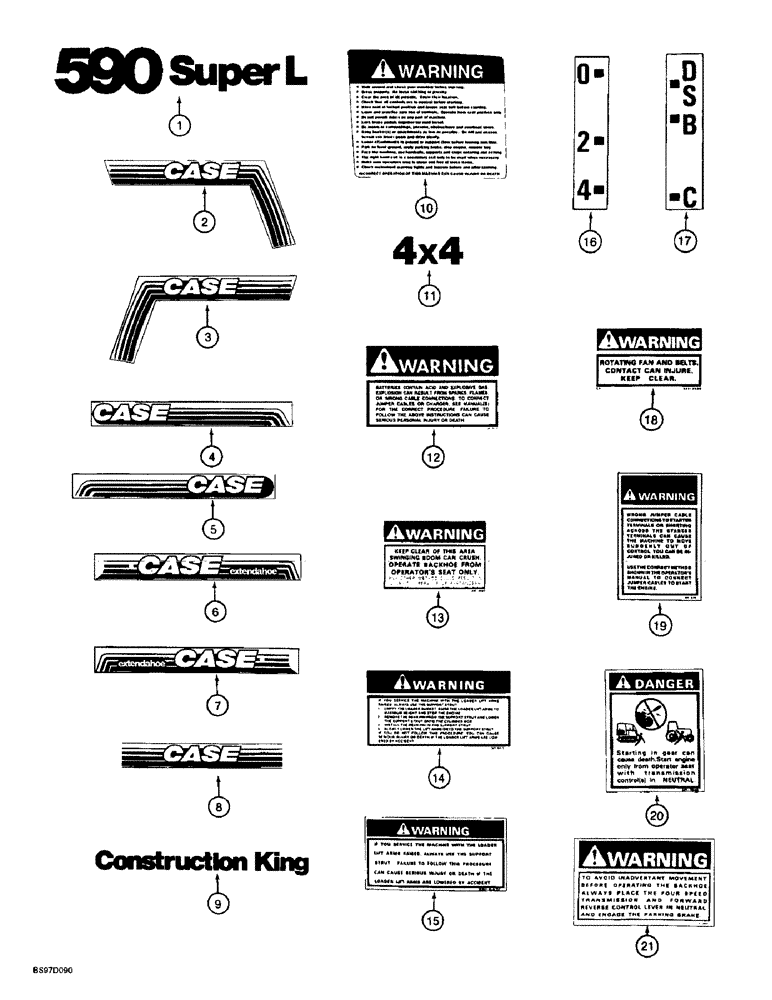 Схема запчастей Case 590SL - (9-138) - DECALS (09) - CHASSIS/ATTACHMENTS