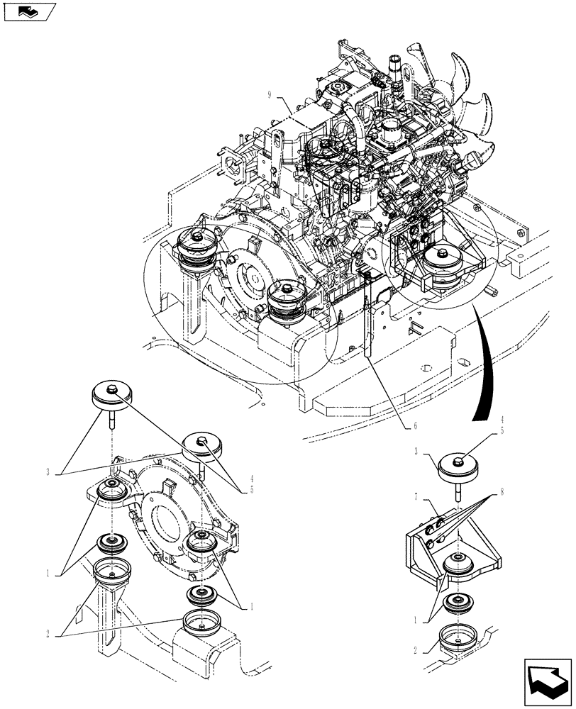 Схема запчастей Case CX55BMSR - (01-065[03]) - ENGINE INSTALL (CANOPY - TPEM) (10) - ENGINE