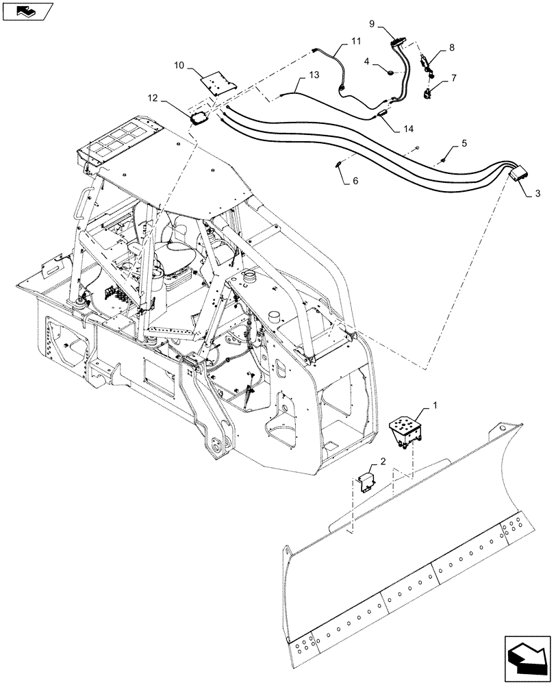 Схема запчастей Case 2050M XLT - (55.680.AA[04]) - BLADE GUIDE, LEICA READY (55) - ELECTRICAL SYSTEMS