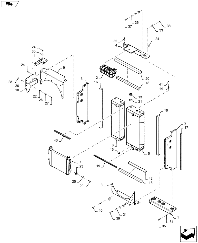 Схема запчастей Case 750M WT/LGP - (10.400.BF[01]) - RADIATOR & COOLER, FRAME (10) - ENGINE