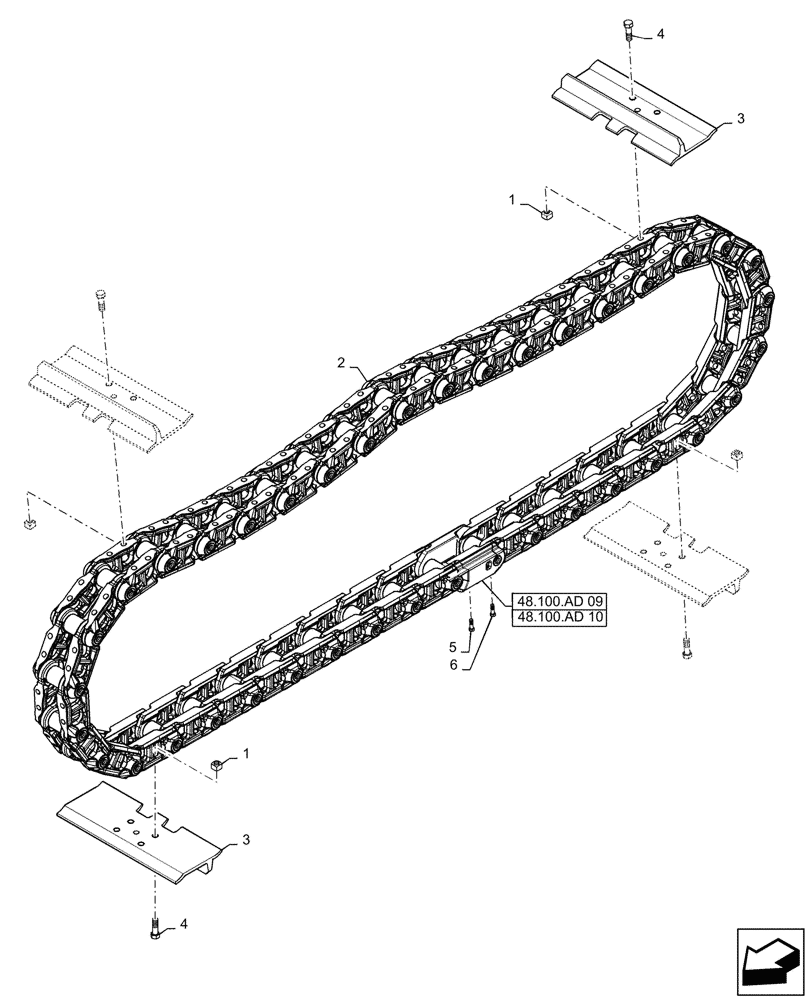 Схема запчастей Case 850M WT/LGP - (48.100.AD[01]) - CHAIN LINK, 28 BAR OPEN (48) - TRACKS & TRACK SUSPENSION