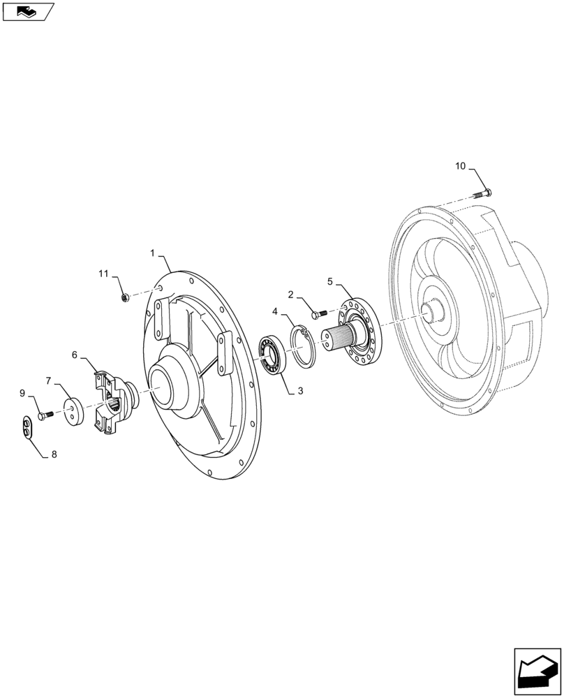 Схема запчастей Case 1221F - (21.113.AS) - COVER AND INPUT FLANGE (21) - TRANSMISSION