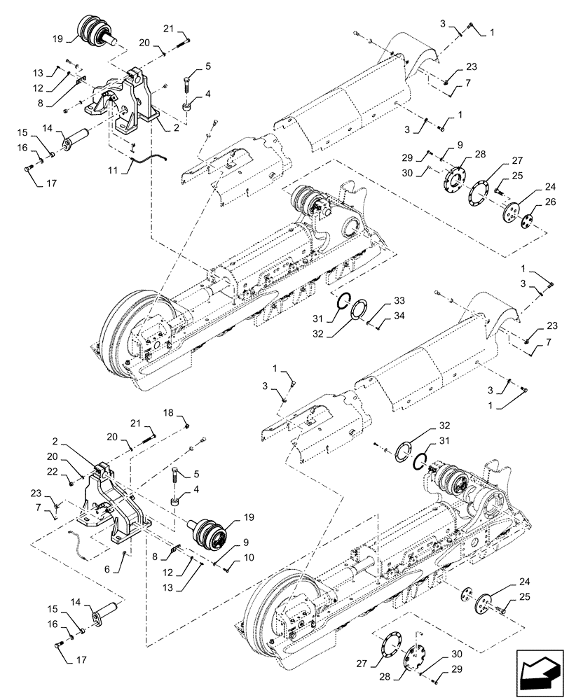 Схема запчастей Case 2050M LT - (48.138.AB[02]) - UNDERCARRIAGE, LT (48) - TRACKS & TRACK SUSPENSION