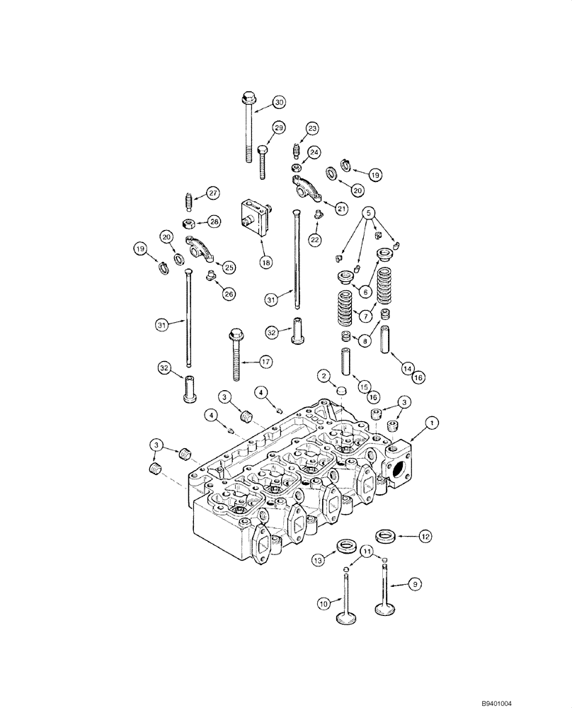 Схема запчастей Case 1840 - (02-21) - CYLINDER HEAD - VALVE MECHANISM, 4-390 EMISSIONS CERTIFIED ENGINE (02) - ENGINE