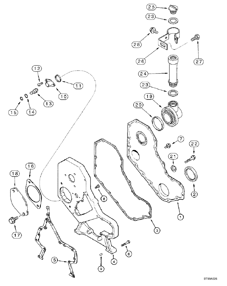 Схема запчастей Case 60XT - (02-11) - FRONT GEAR COVER, 4-390 EMISSIONS CERTIFIED ENGINE (02) - ENGINE