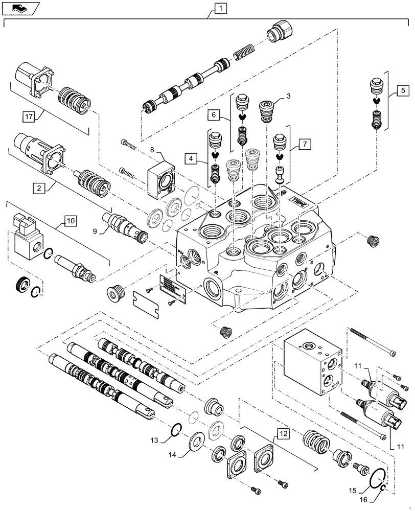 Схема запчастей Case TR270 - (35.356.AV[01]) - LOADER CONTROL VALVE, FOOT CONTROLS (35) - HYDRAULIC SYSTEMS