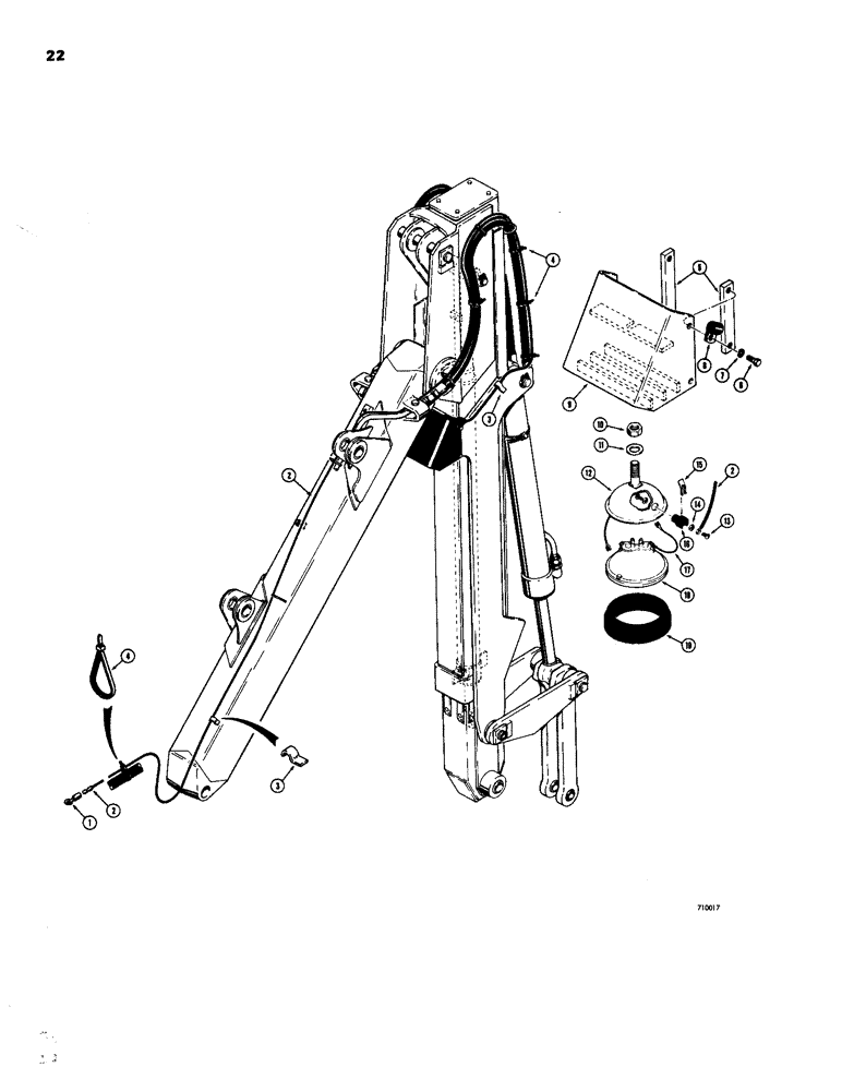 Схема запчастей Case 26 - (022) - DIPPER LIGHT, USED WITH THREE FOOT EXTENDABLE DIPPER 