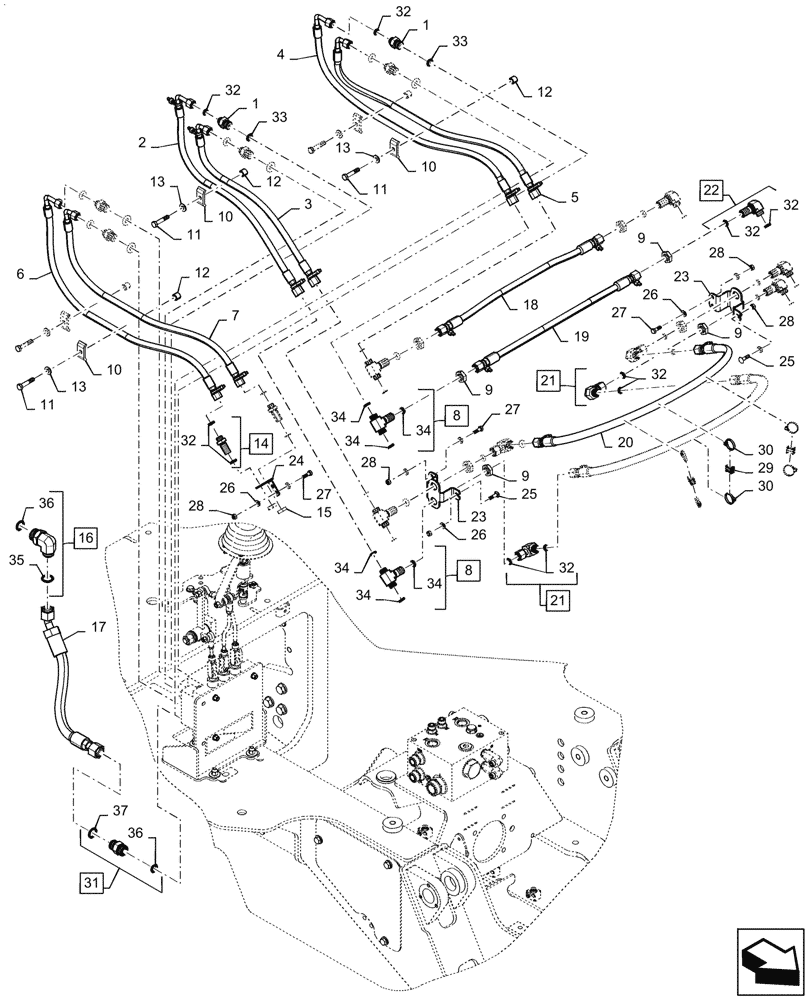 Схема запчастей Case 750M WT - (35.102.010) - HYDRAULIC SYSTEM, CONTROL (35) - HYDRAULIC SYSTEMS